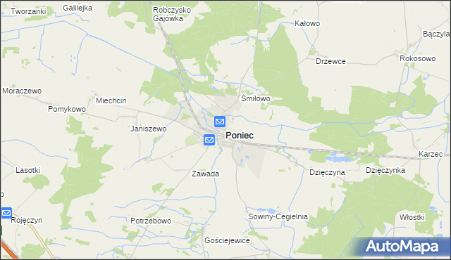 mapa Poniec, Poniec na mapie Targeo