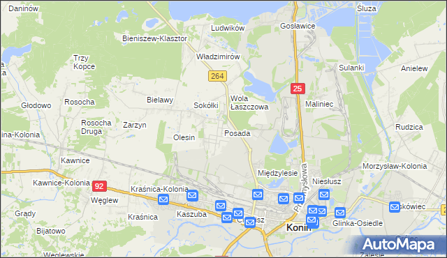 mapa Posada gmina Kazimierz Biskupi, Posada gmina Kazimierz Biskupi na mapie Targeo