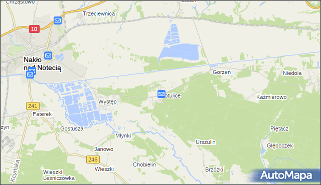 mapa Potulice gmina Nakło nad Notecią, Potulice gmina Nakło nad Notecią na mapie Targeo