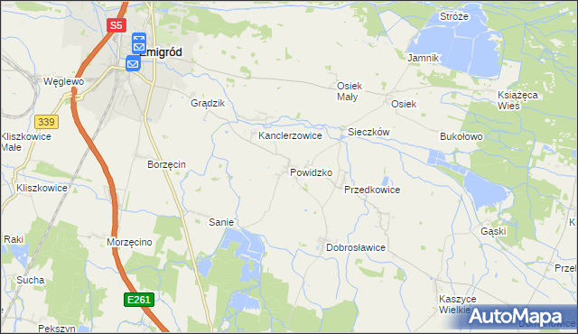 mapa Powidzko, Powidzko na mapie Targeo