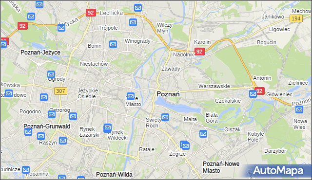 mapa Poznania, Poznań na mapie Targeo