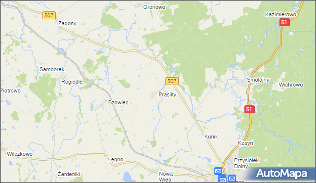 mapa Praslity, Praslity na mapie Targeo