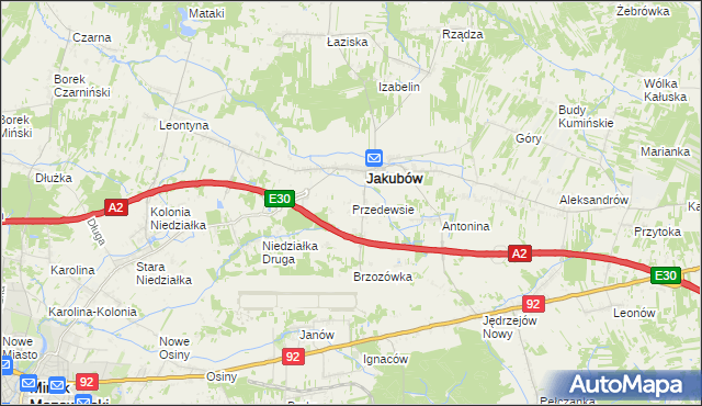 mapa Przedewsie gmina Jakubów, Przedewsie gmina Jakubów na mapie Targeo