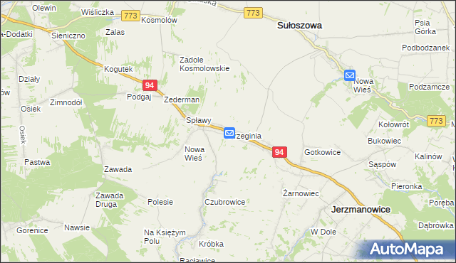 mapa Przeginia, Przeginia na mapie Targeo