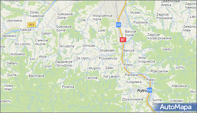 mapa Przysietnica gmina Stary Sącz, Przysietnica gmina Stary Sącz na mapie Targeo