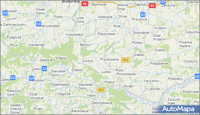 mapa Przytkowice, Przytkowice na mapie Targeo