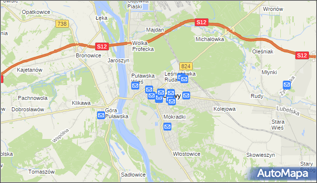 mapa Puław, Puławy na mapie Targeo