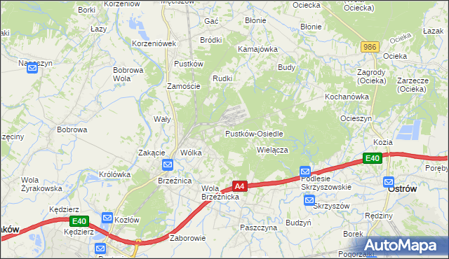 mapa Pustków-Osiedle, Pustków-Osiedle na mapie Targeo
