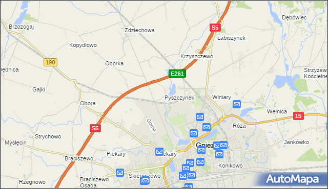 mapa Pyszczynek, Pyszczynek na mapie Targeo