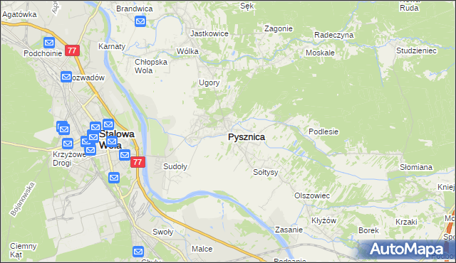mapa Pysznica, Pysznica na mapie Targeo