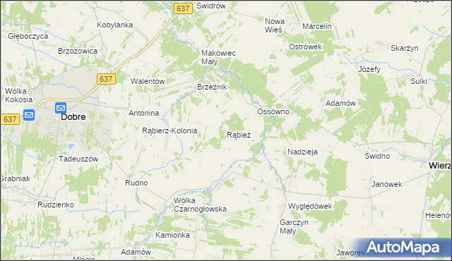 mapa Rąbież gmina Wierzbno, Rąbież gmina Wierzbno na mapie Targeo