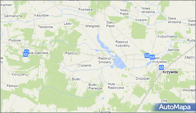 mapa Radoryż Smolany, Radoryż Smolany na mapie Targeo