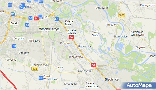 mapa Radwanice gmina Siechnice, Radwanice gmina Siechnice na mapie Targeo