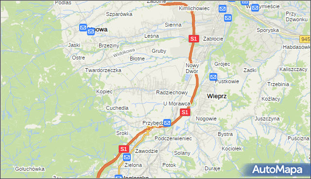 mapa Radziechowy, Radziechowy na mapie Targeo