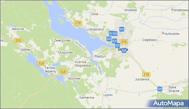 mapa Radzyń gmina Sława, Radzyń gmina Sława na mapie Targeo