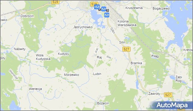 mapa Raj gmina Morąg, Raj gmina Morąg na mapie Targeo