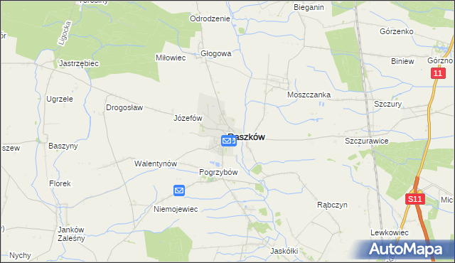 mapa Raszków powiat ostrowski, Raszków powiat ostrowski na mapie Targeo