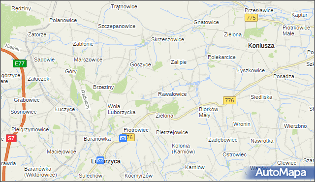 mapa Rawałowice, Rawałowice na mapie Targeo