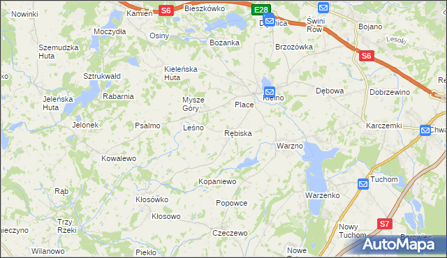 mapa Rębiska gmina Szemud, Rębiska gmina Szemud na mapie Targeo