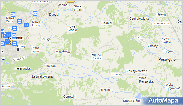 mapa Ręczaje Polskie, Ręczaje Polskie na mapie Targeo