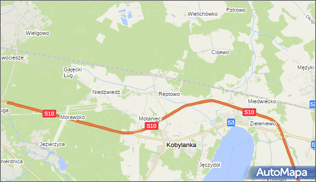 mapa Reptowo gmina Kobylanka, Reptowo gmina Kobylanka na mapie Targeo