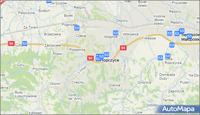 mapa Ropczyce, Ropczyce na mapie Targeo