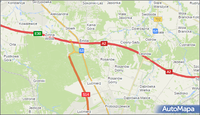 mapa Rosanów, Rosanów na mapie Targeo