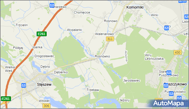 mapa Rosnówko gmina Komorniki, Rosnówko gmina Komorniki na mapie Targeo