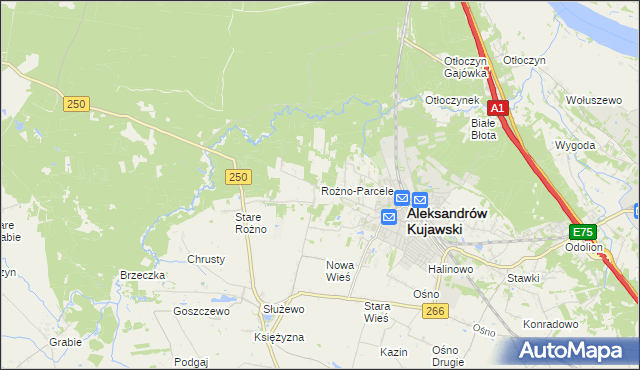 mapa Rożno-Parcele, Rożno-Parcele na mapie Targeo