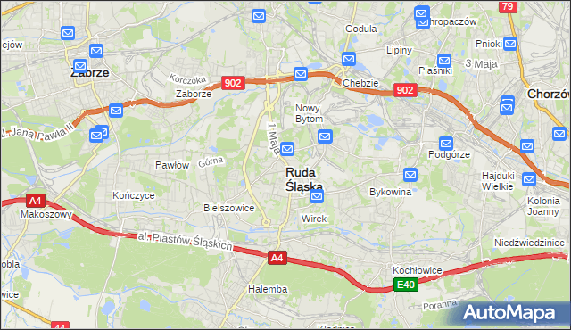 mapa Rudy Śląskiej, Ruda Śląska na mapie Targeo