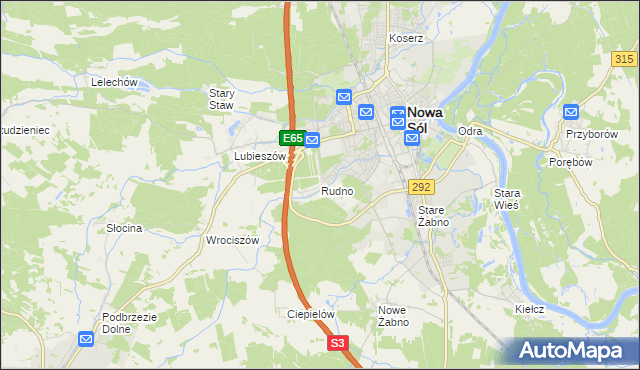 mapa Rudno gmina Nowa Sól, Rudno gmina Nowa Sól na mapie Targeo
