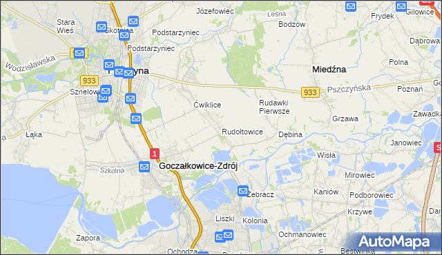 mapa Rudołtowice, Rudołtowice na mapie Targeo