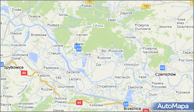 mapa Rusocice gmina Czernichów, Rusocice gmina Czernichów na mapie Targeo