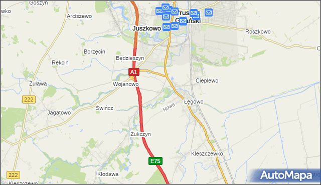 mapa Rusocin gmina Pruszcz Gdański, Rusocin gmina Pruszcz Gdański na mapie Targeo