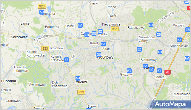mapa Rydułtowy, Rydułtowy na mapie Targeo
