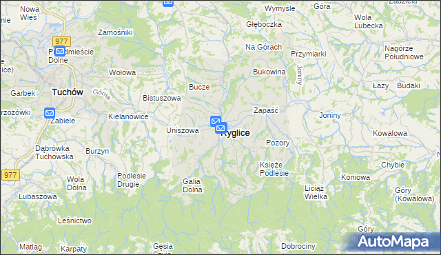 mapa Ryglice, Ryglice na mapie Targeo