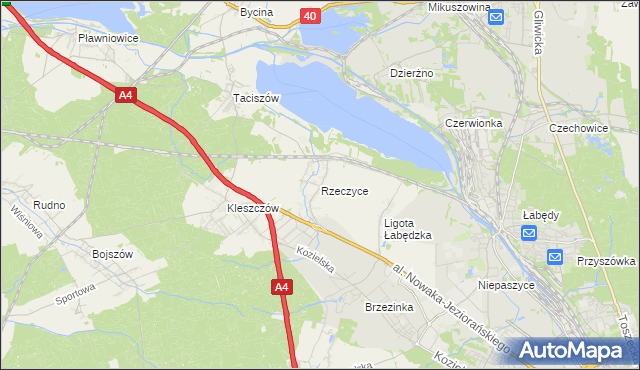 mapa Rzeczyce gmina Rudziniec, Rzeczyce gmina Rudziniec na mapie Targeo