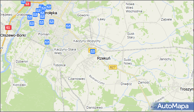 mapa Rzekuń, Rzekuń na mapie Targeo