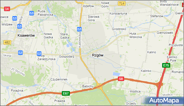 mapa Rzgów powiat łódzki wschodni, Rzgów powiat łódzki wschodni na mapie Targeo