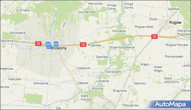 mapa Sadowa gmina Brzeziny, Sadowa gmina Brzeziny na mapie Targeo