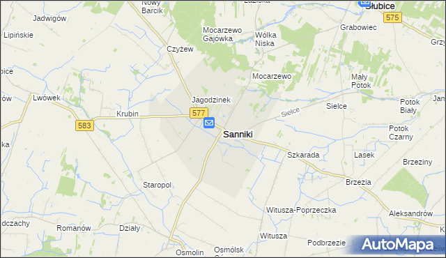mapa Sanniki powiat gostyniński, Sanniki powiat gostyniński na mapie Targeo
