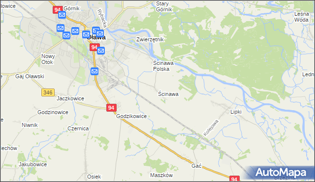 mapa Ścinawa gmina Oława, Ścinawa gmina Oława na mapie Targeo