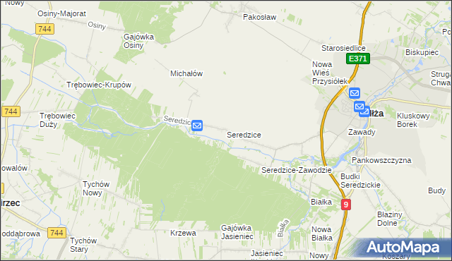 mapa Seredzice, Seredzice na mapie Targeo