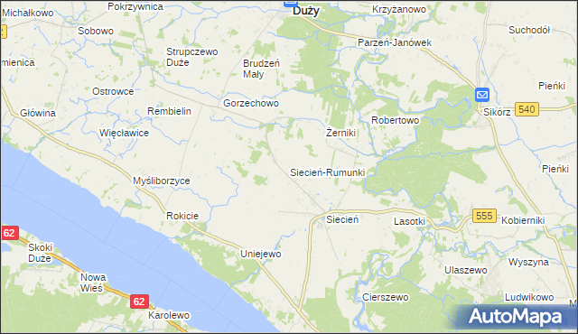 mapa Siecień-Rumunki, Siecień-Rumunki na mapie Targeo