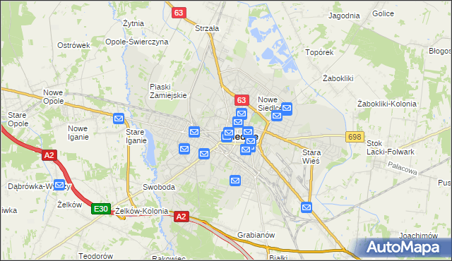 mapa Siedlce, Siedlce na mapie Targeo