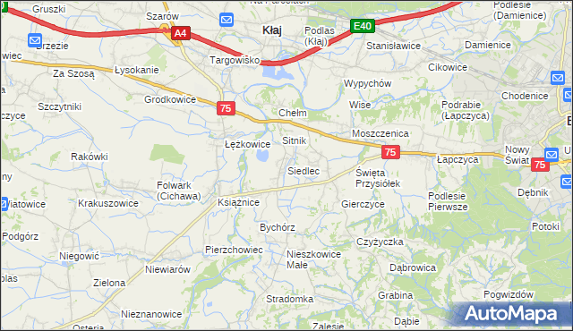 mapa Siedlec gmina Bochnia, Siedlec gmina Bochnia na mapie Targeo