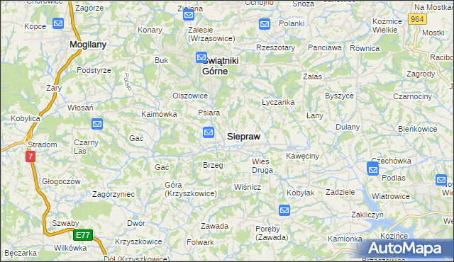 mapa Siepraw, Siepraw na mapie Targeo