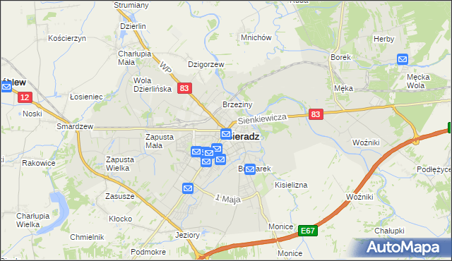 mapa Sieradz, Sieradz na mapie Targeo