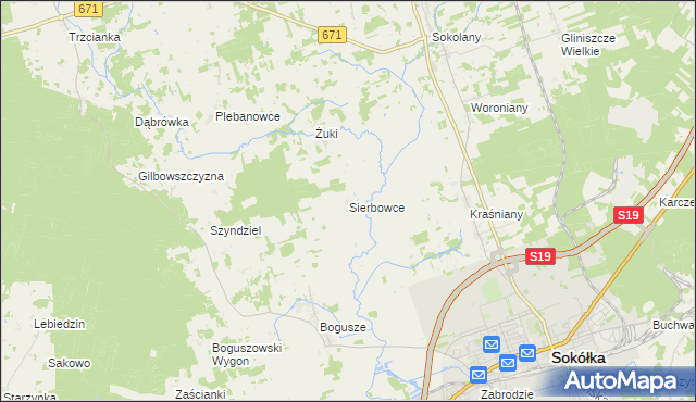 mapa Sierbowce, Sierbowce na mapie Targeo