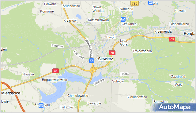 mapa Siewierz, Siewierz na mapie Targeo